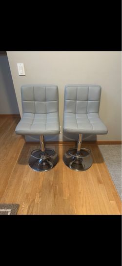 Modern set of 2 Square PU Leather Adjustable Bar Stools