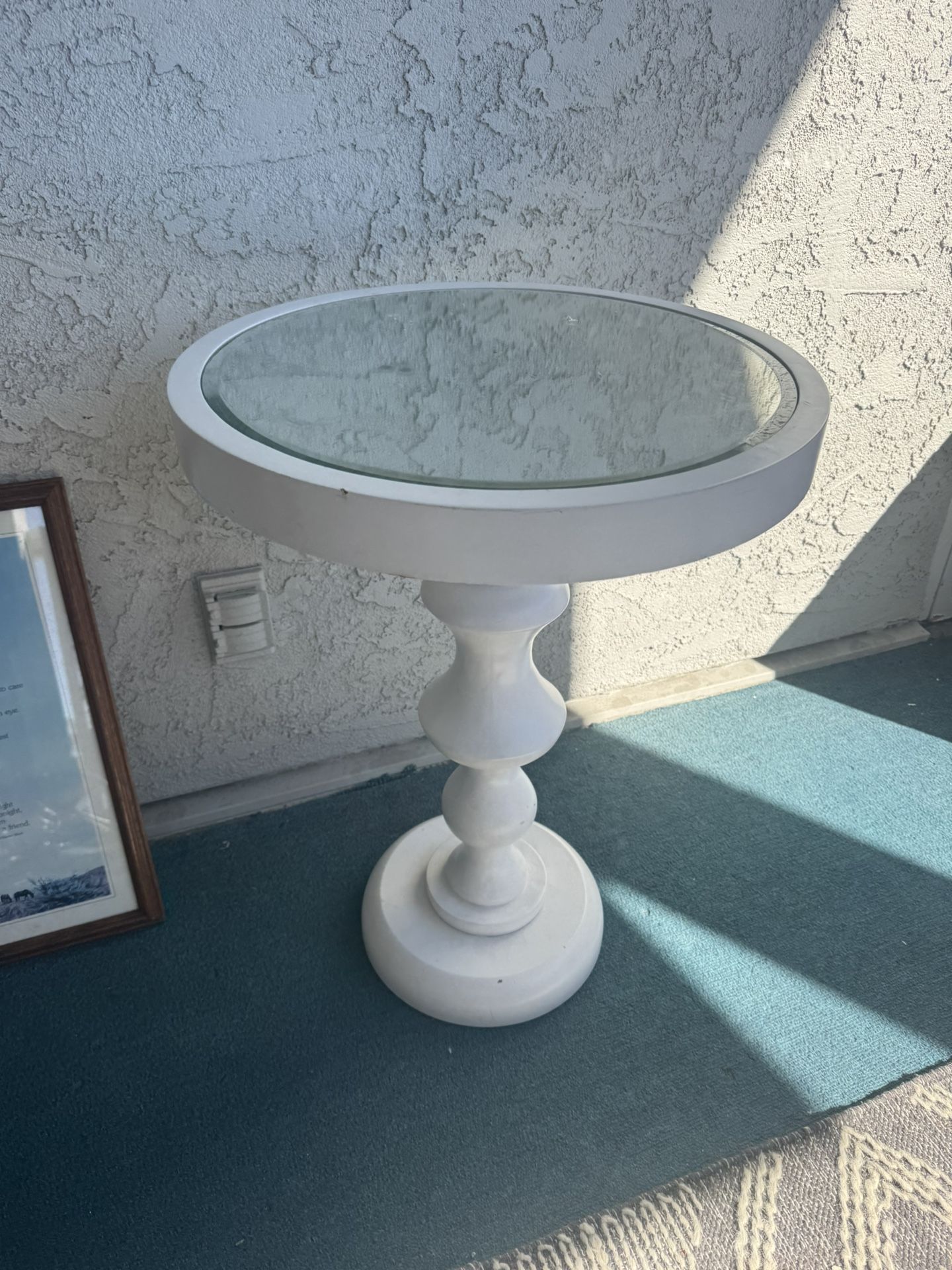 White nightstand with mirror on top