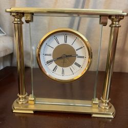 Crystal Glass & Brass Quartz Carriage Clock