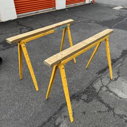 Pair of Crawford Pro Adjustable Folding Steel Sawhorses 