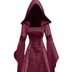 Women’s Hooded Medival  Robe With Butter Fly Sleeves Size med
