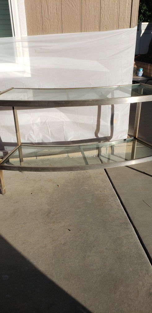 Glass / Chrome Display Table, 2 Shelves