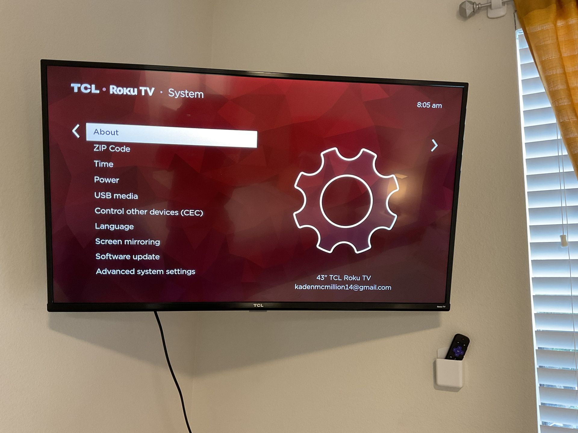43 Inch TCL Roku TV With Wall Mount