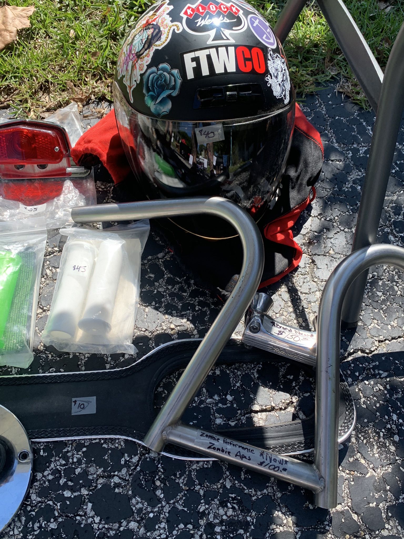 Harley And Other Motorcycle Parts Including Helmets