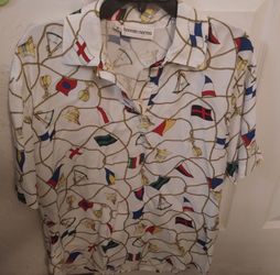 Nautical sailing flags ropes beach shirt size 8