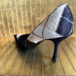 Escada Argyle Pony Cat Hair Pump Shoes