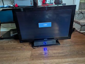 Apex TV think it'd 35 inch . Comes w speaker and firesrick but that's stuck in a loop it's free w it u fix
