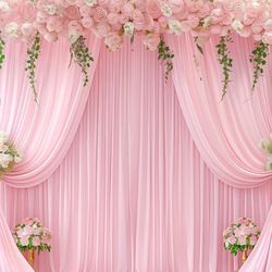8 pcs Tulle Backdrop Curtain For Parites, Sheer Backdrop Curtains Fabric Drapes For Wedding Ceremony Arch Party Stage Decor