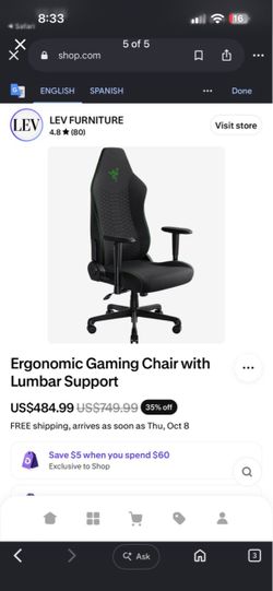 Ergonomic Gaming Chair with Lumbar Support  Silla Ergonómica con Soporte Lumbar