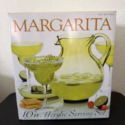 Margarita 10 pc Acrylic Drinkware Set with Pitcher & Glasses, Brand New