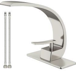 Bathroom Sink Faucet Modern Single Hole 1-Handle Faucet, Brushed Nickel