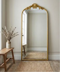 Azalea Park 36" x 72" Antique Gold Filigree Style Metal Leaner Floor Mirror