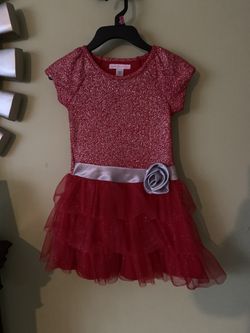 Red and silver dress girls size 4/5 excellent condition