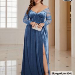 Blue Velvet Dress 3x