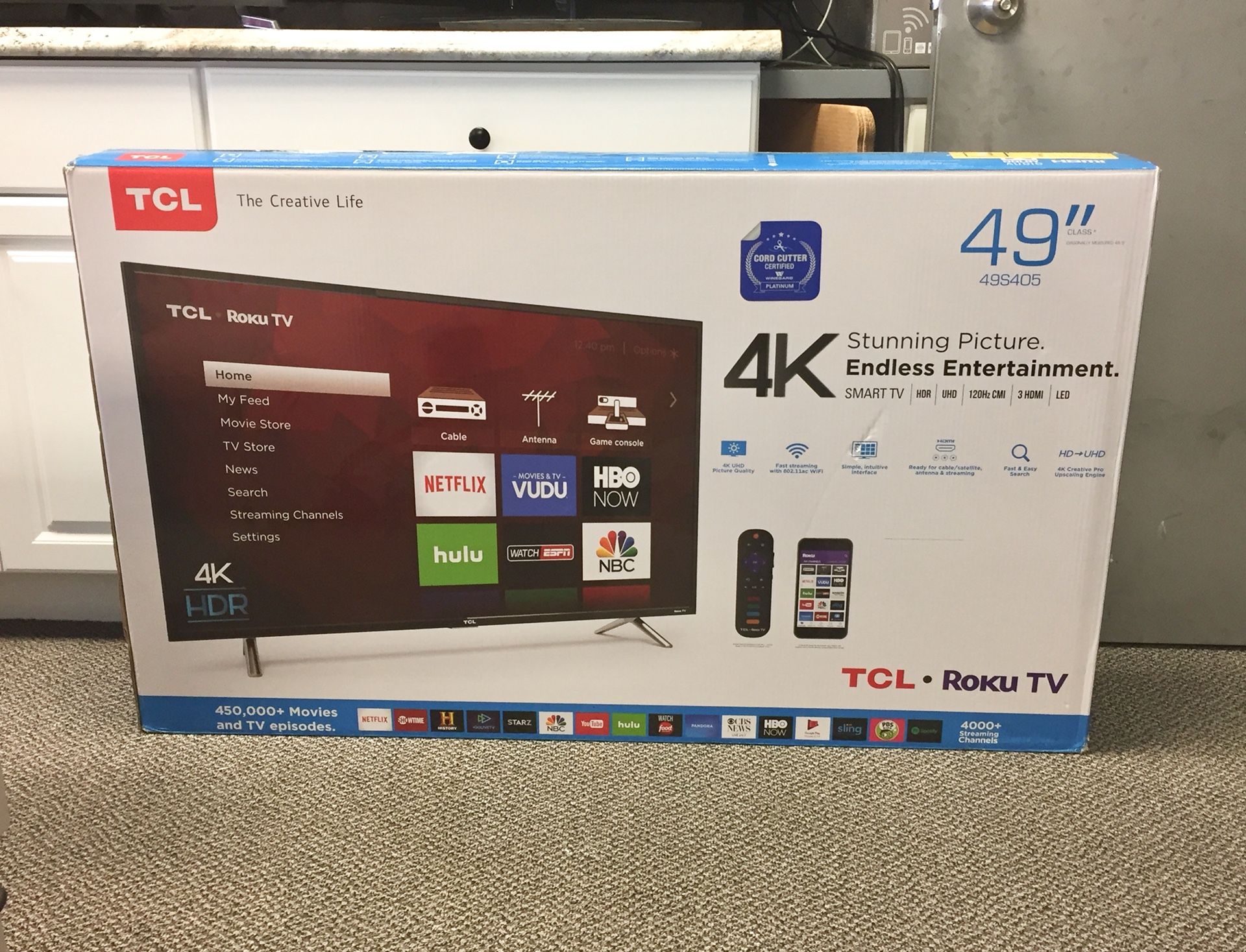 Mint in Box - TCL 49" 4K Roku Smart TV - 49S405