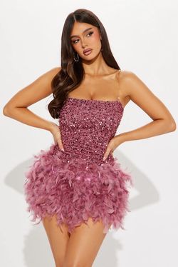 Pink Feather Mini Dress