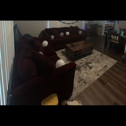 2 maroon couches 