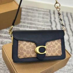 🔥COACH Tabby Pops New Color Coming! Leather Black Spelled Brown Vintage ✨