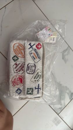 BN Beaded Travel Stamp Embroidered Clutch Bag