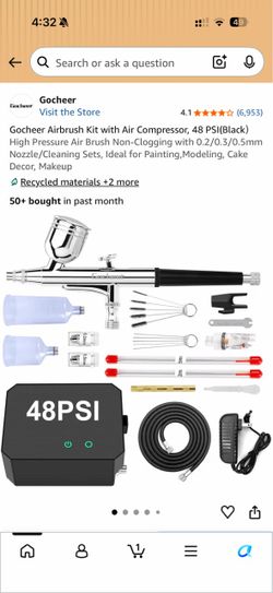 Gocheer Airbrush Kit with Air Compressor, 48 PSI(Black) High Pressure Air Brush Non-Clogging with 0.2/0.3/0.5mm Nozzle/Cleaning Sets, Ideal for Painti