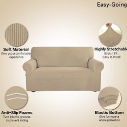 Stretch Sofa Slipcover 1 Piece Furniture Protector, Soft with Elastic Bottom  (Color: Sand)