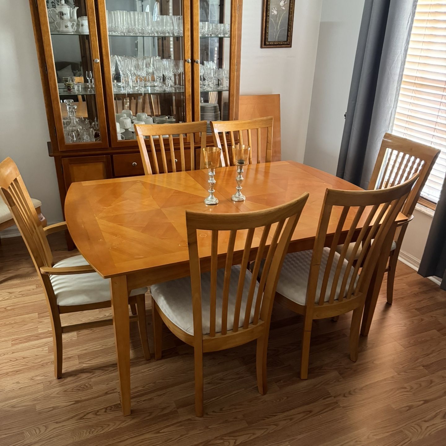 Dining Room Table And Six Chairs And A Cabinet Too Much