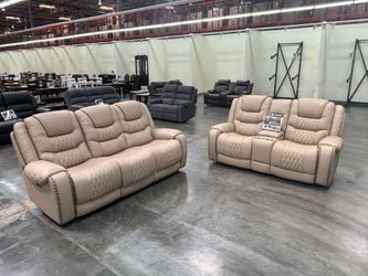 Modern power reclining 2 piece sofa and loveseat set