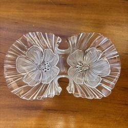 Vintage Mikasa Hibiscus Frost two-part divided serving dish