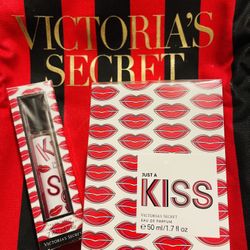 Victoria’s Secret Set Kiss Perfume 1.7 Oz And Travel Perfume