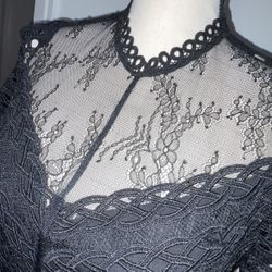 Sandro Women's Black Sheer Panel Lace Midi Dress