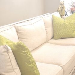 Two White Linen Sofas 