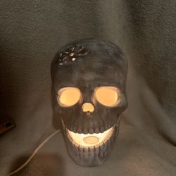 Ceramic Skeleton Head Light Up For Halloween