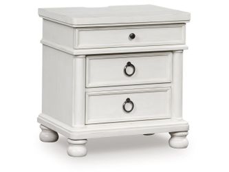 Rowlenstown Antique White Three Drawer Night Stand