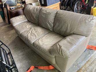 Tan Leather 3 Seat Couch