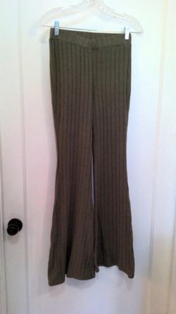 SHEIN olive green knitted flare pants