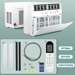 Window Air Conditioner 10,000 BTU, Saddle Mount AC Unit Cooling Room 450 sq.ft, Dehumidifier Mode and 3 Fan Speed, 24H Timer, Quiet Operation, White $