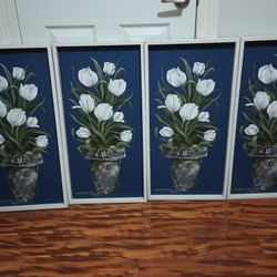 Four Navy Blue And White Pictures