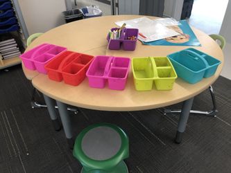 Set of five colorful table caddy