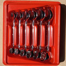 Snap-on 6pc 12 Point SAE Short Midget Combination Wrench Set OX1706B 7/16-3/4