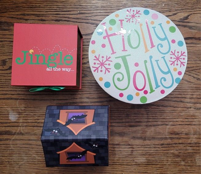 Various Holiday Gift Boxes Containers Halloween Christmas