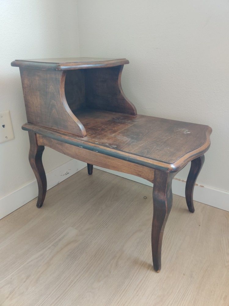 Antique Two-tier Step End Table Wood