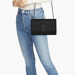 YSL Kate Medium Chain Bag In Grain De Poudre Embossed Leather
