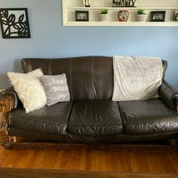 Oversized Leather Couch And Love Seat.