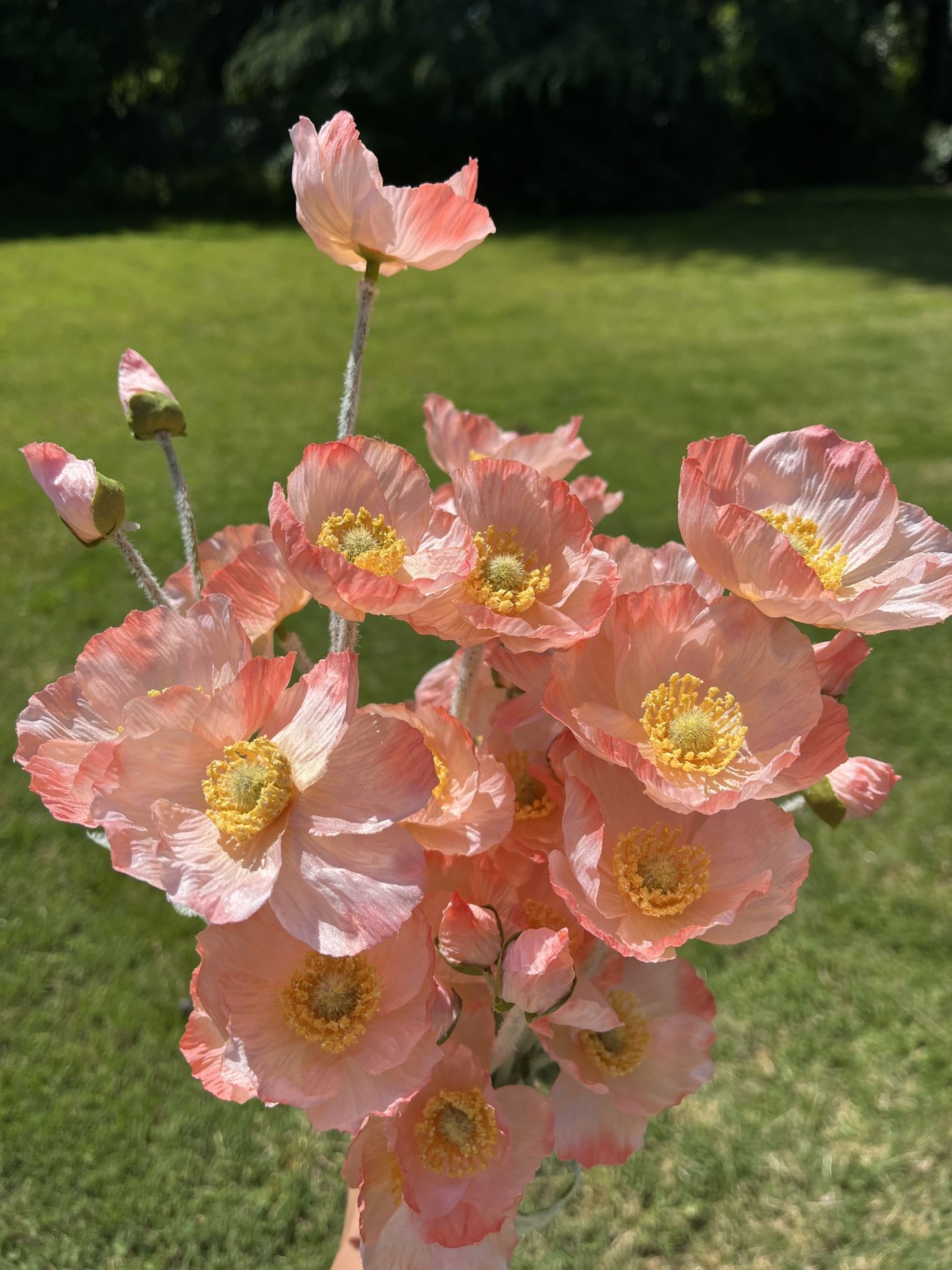 Artificial Light Pink Poppy Flower For Wedding Centerpiece