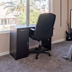 Black Desk With Cabinet And Drawer