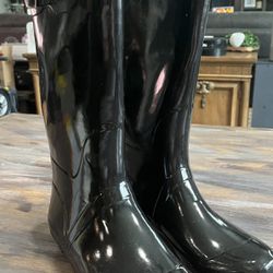 Women's Rain Boots Size 9: High-Calf Length Glossy Matte Waterproof Rubber