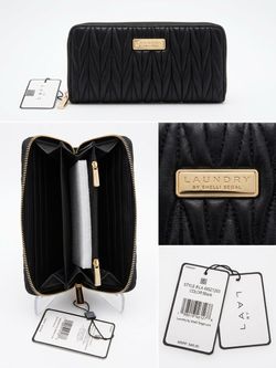 Laundry by Shelli Segal Black Quilted Zip-Around Wallet