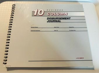 10 Column Business Disbursement Journal - Unused $15