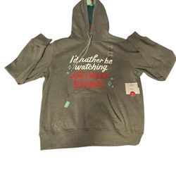 Hallmark Channel I'D RATHER BE WATCHING Womens Gray Hooded Sweatshirt Sz M Rare