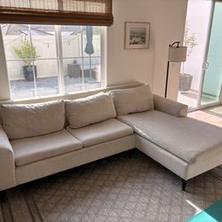 Modern L-Shaped Sectional Sofa - Light Beige/Oatmeal